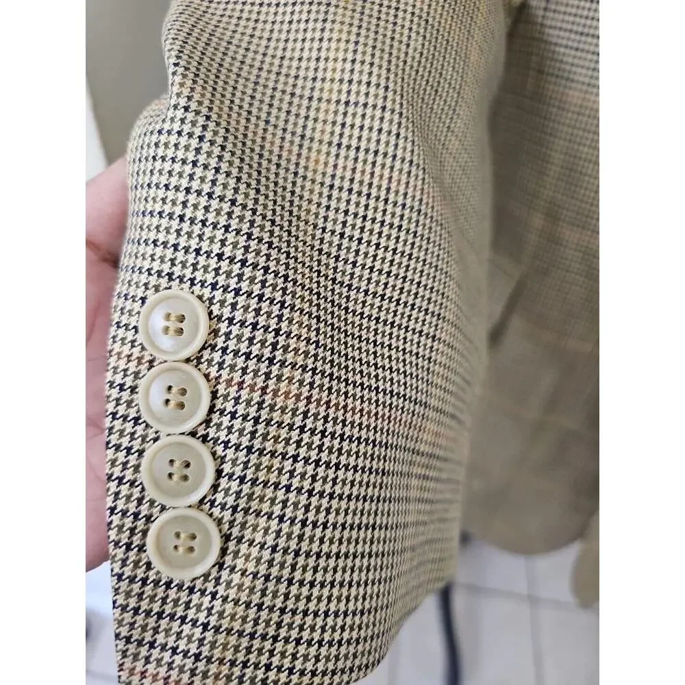 Haspel Tweed Men's Blazer 42S Wool Silk  Tan Two‎ Button Double Sport Coat